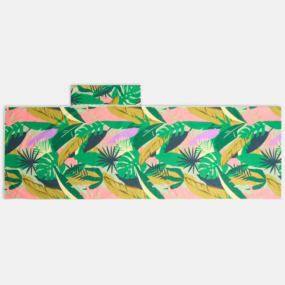 OHS Palm Print Beach Towel in a Bag - Green>