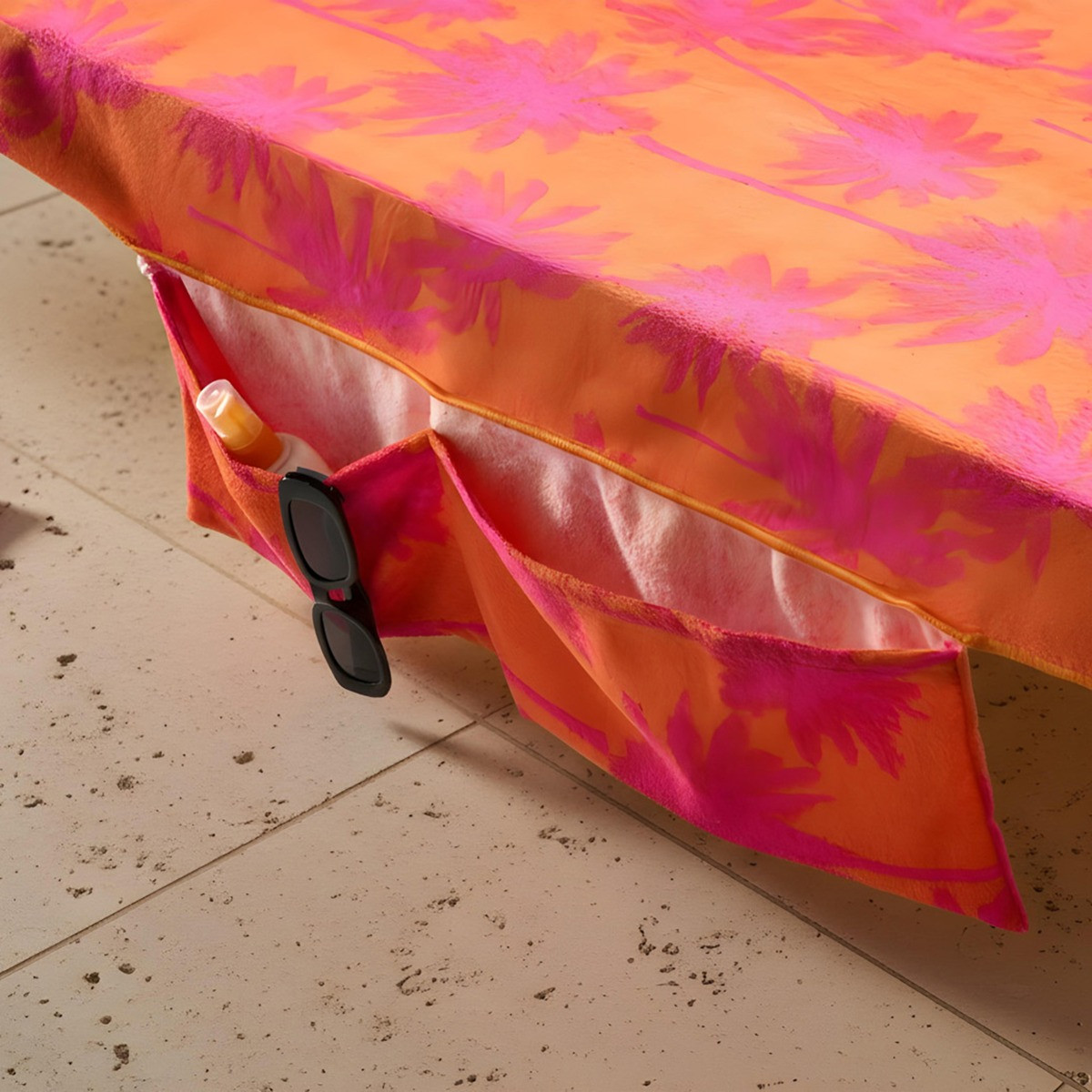 OHS Palm Tree Beach Towel in a Bag - Orange>