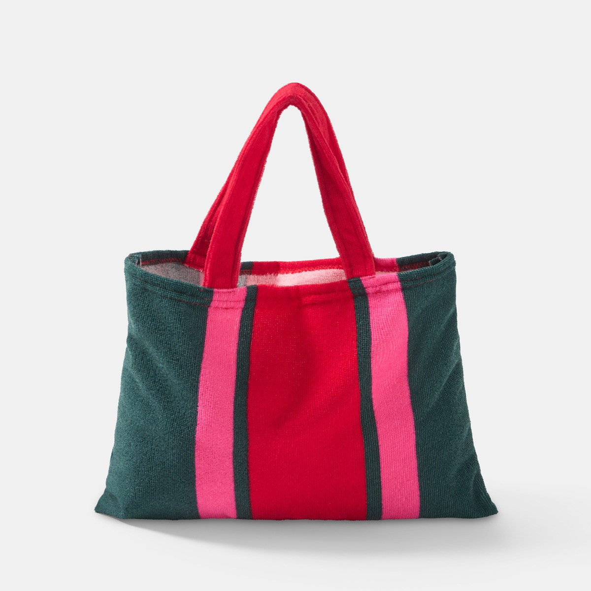 OHS Stripe Beach Towel in a Bag - Green/Red>