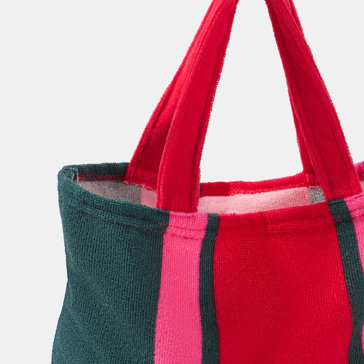 OHS Stripe Beach Towel in a Bag - Green/Red>