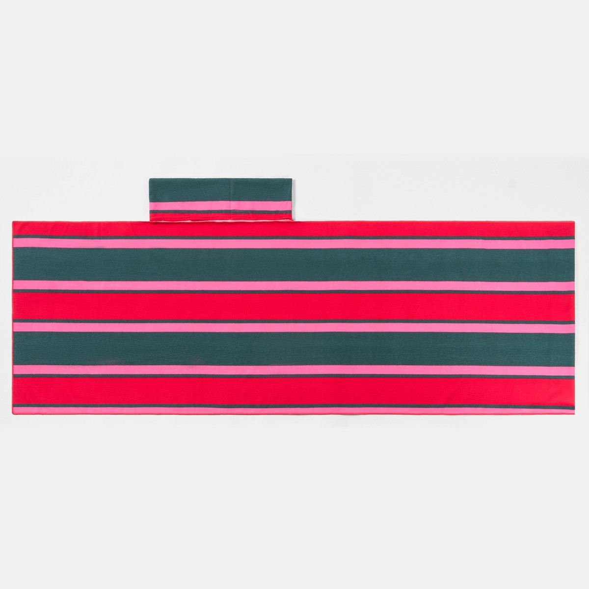 OHS Stripe Beach Towel in a Bag - Green/Red>