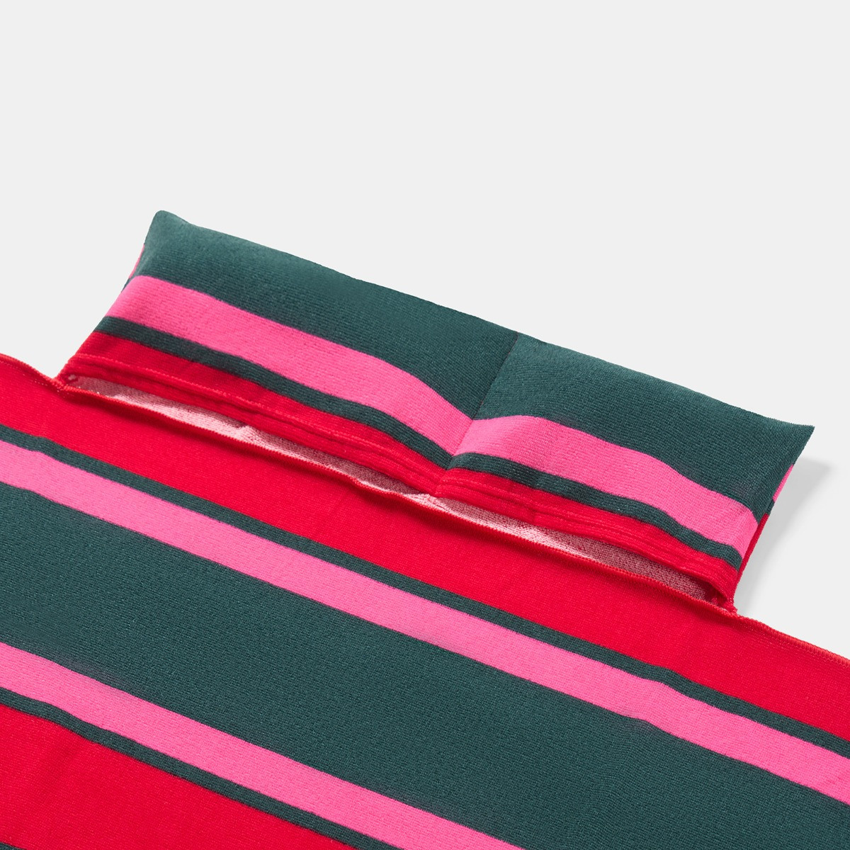 OHS Stripe Beach Towel in a Bag - Green/Red>