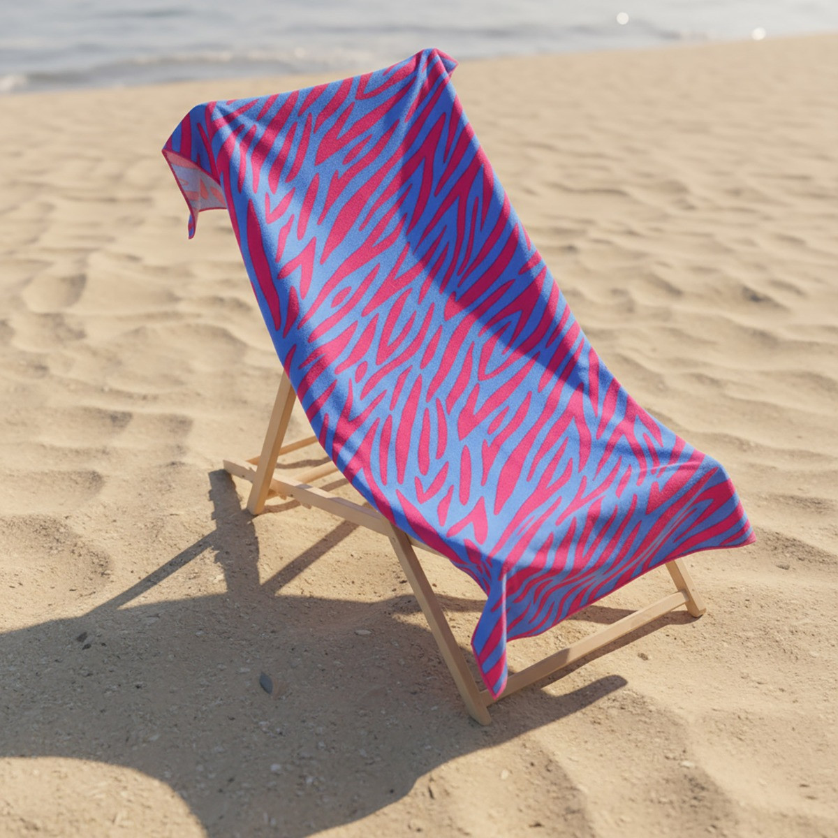 OHS Neon Zebra Beach Towel - Pink/Blue>