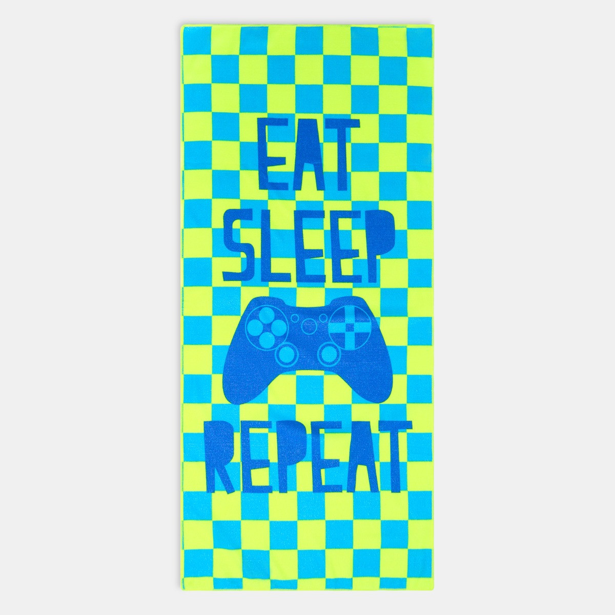 OHS Eat Sleep Game Slogan Beach Towel - Neon>