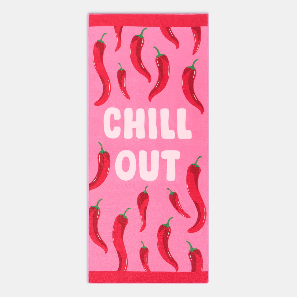 OHS Chill Out Slogan Beach Towel - Pink>