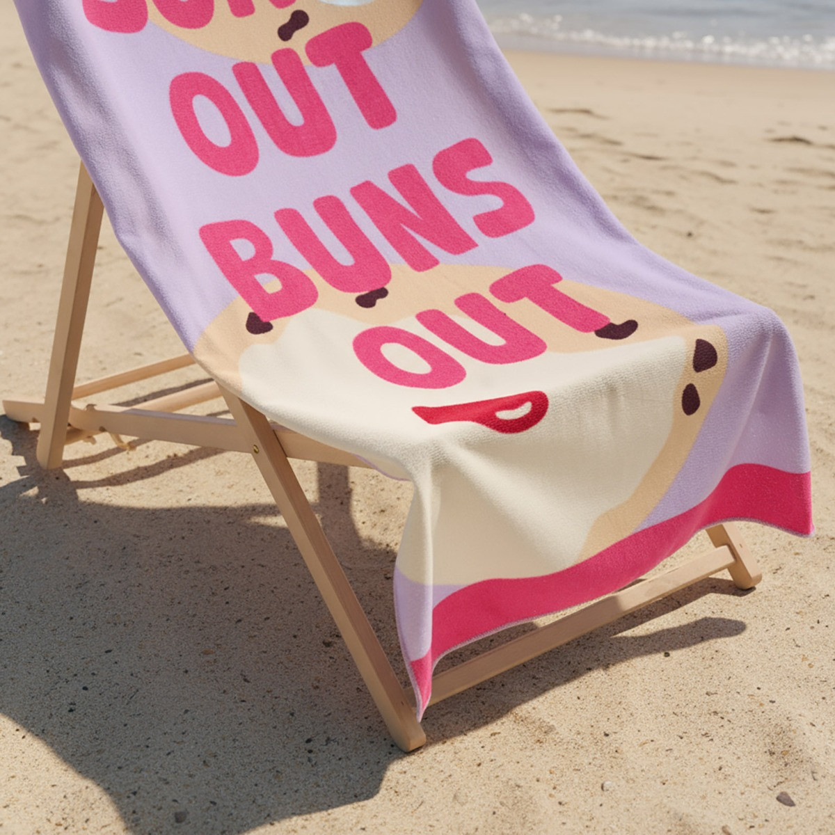 OHS Suns Out Buns Out Slogan Beach Towel - Lilac>