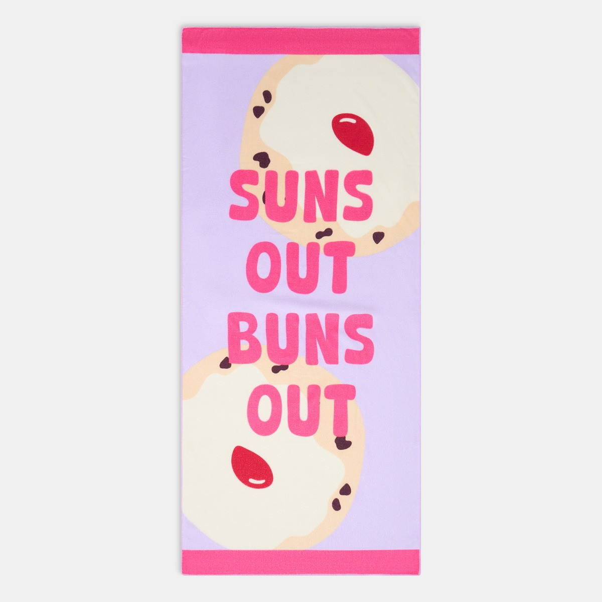 OHS Suns Out Buns Out Slogan Beach Towel - Lilac>