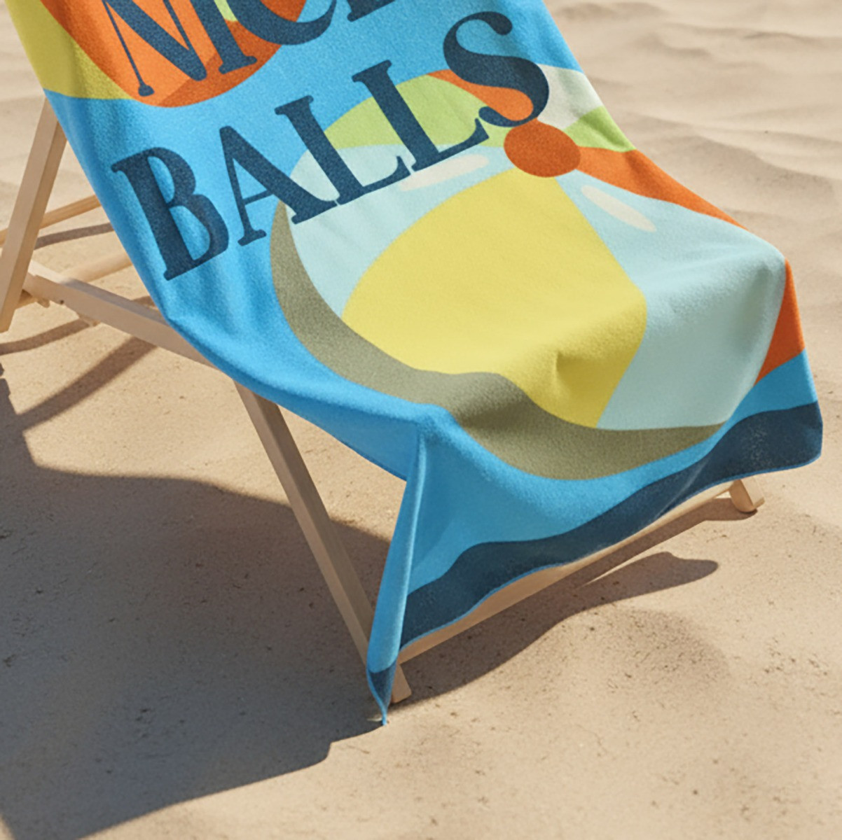 OHS Nice Balls Slogan Beach Towel - Blue>