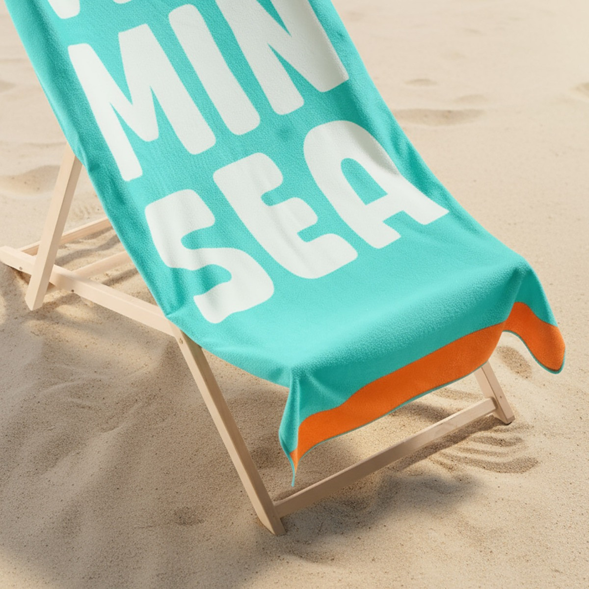 OHS Vitamin Sea Slogan Beach Towel - Sea Blue>