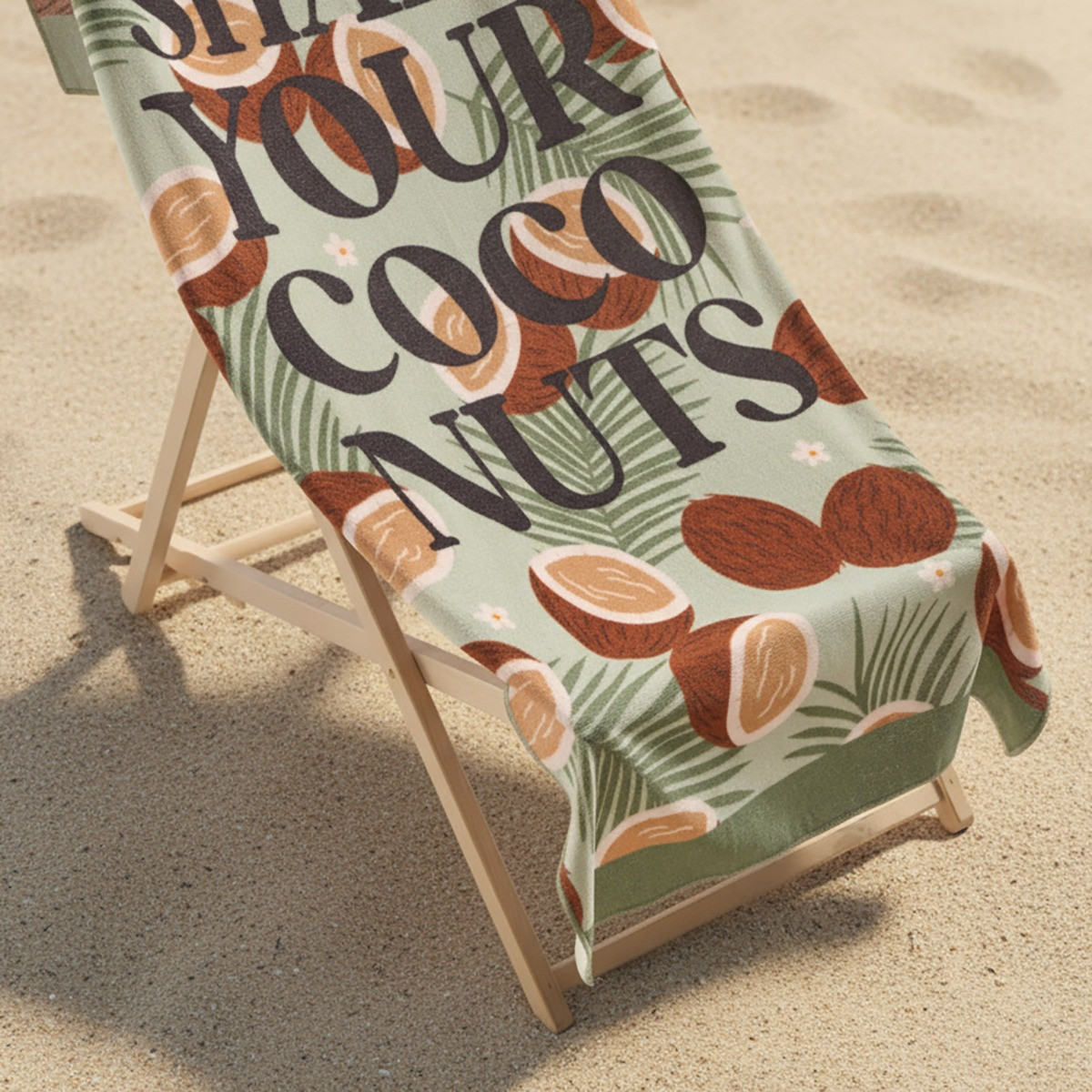 OHS Shake Your Coconuts Slogan Beach Towel - Green>