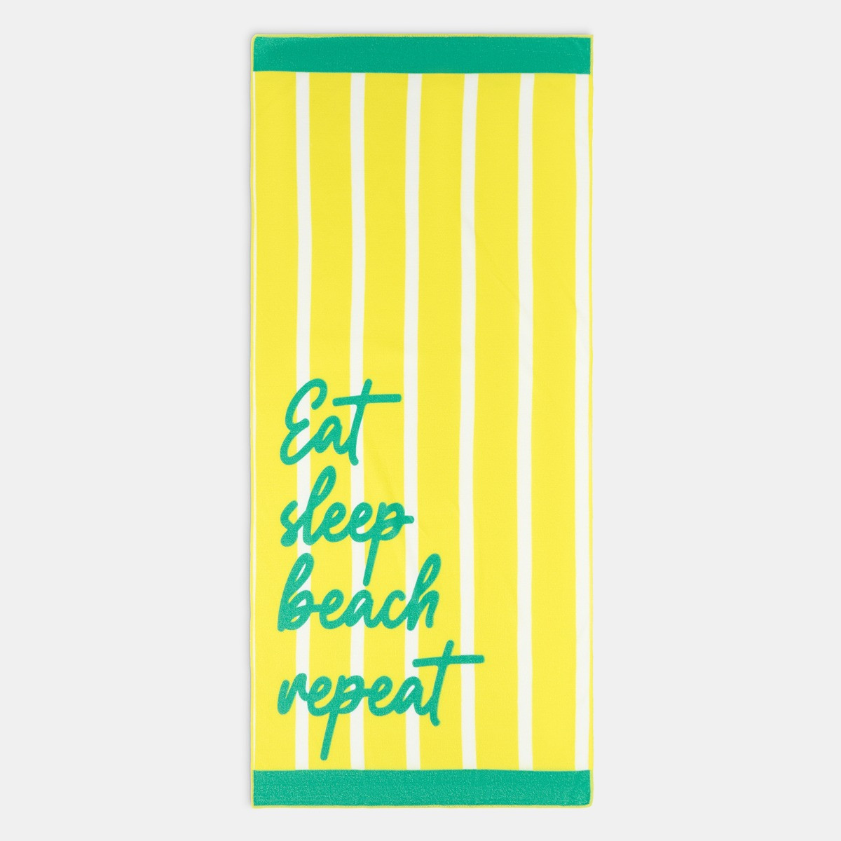 OHS Eat Sleep Beach Slogan Beach Towel - Yellow>