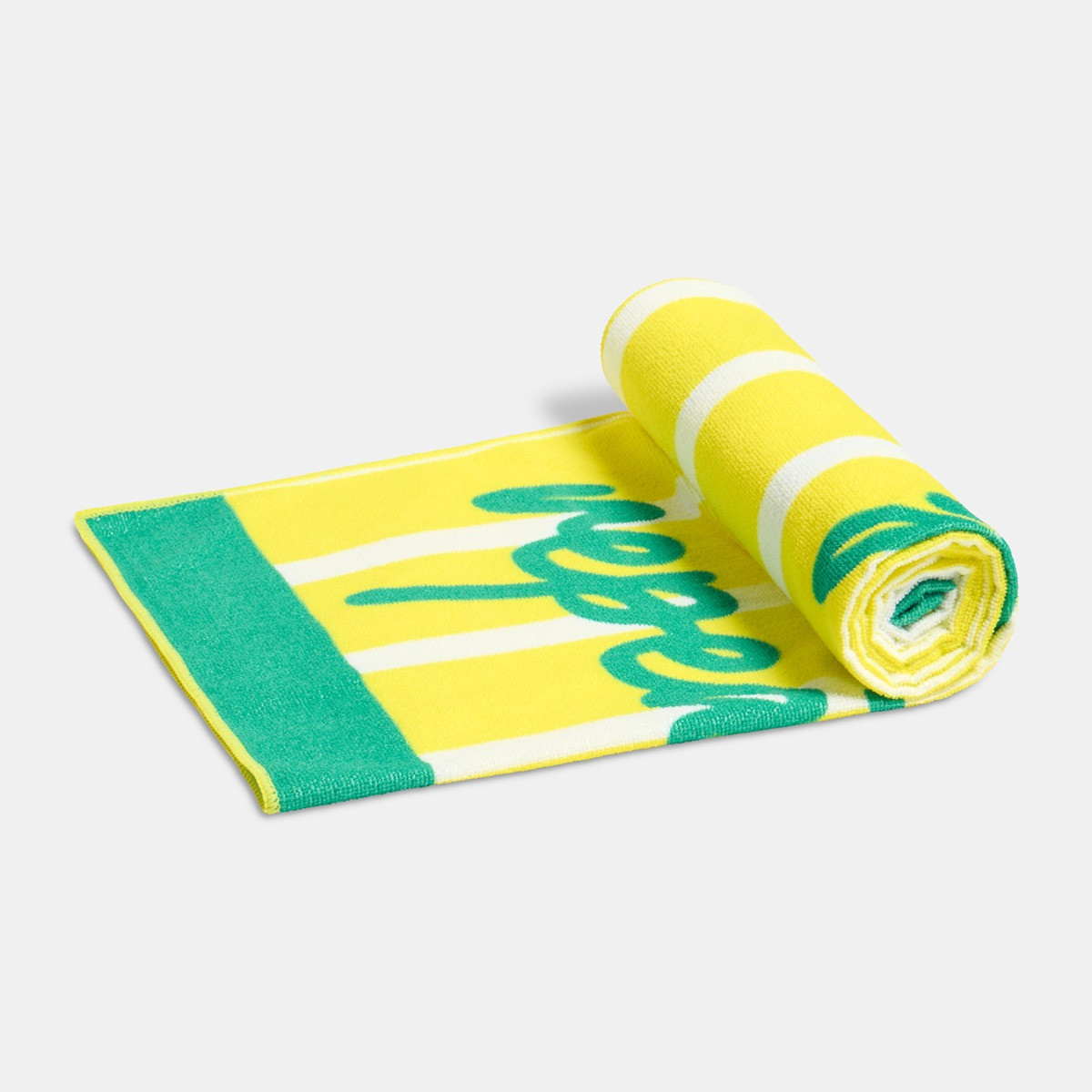OHS Eat Sleep Beach Slogan Beach Towel - Yellow>