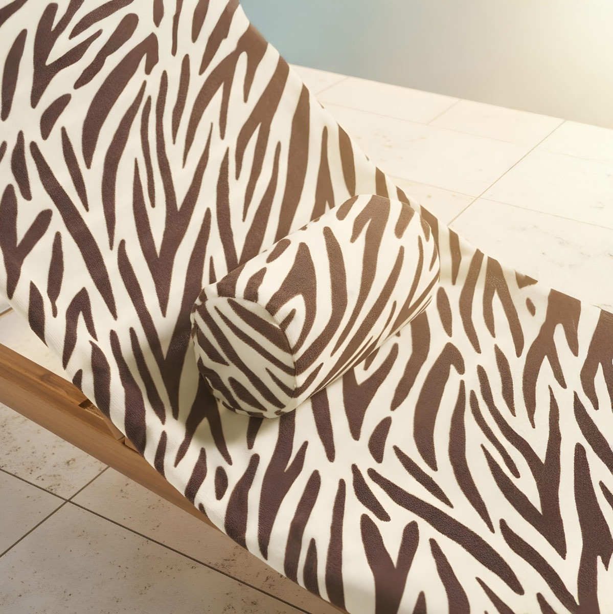 OHS Zebra Print Inflatable Beach Bolster Pillow - Brown/Cream>