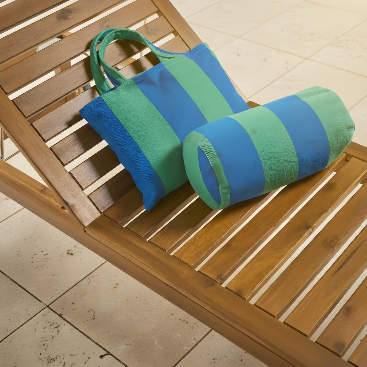 OHS Stripe Inflatable Beach Bolster Pillow - Blue/Green>