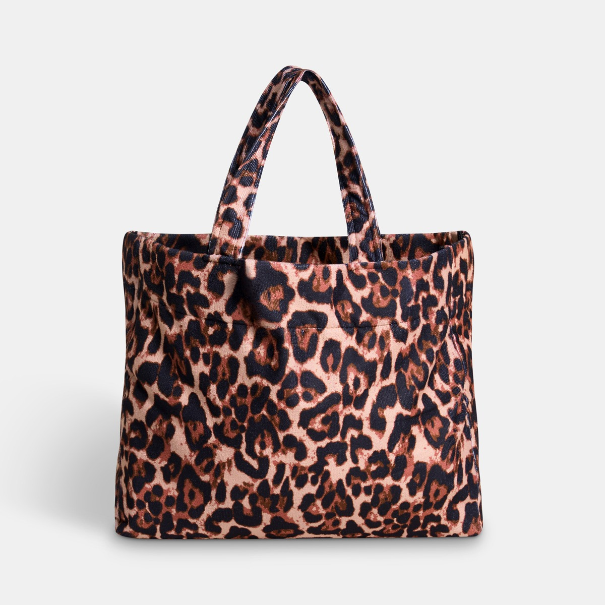 OHS Leopard Print Out Of Office Slogan Beach Bag & Pouch - Natural>