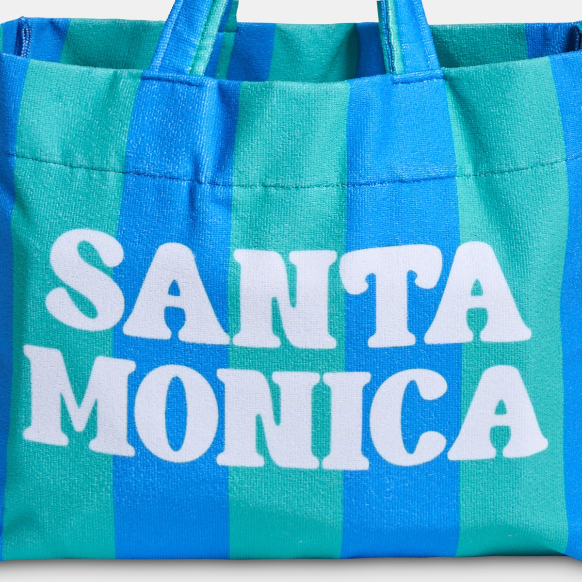 OHS Santa Monica Slogan Beach Bag & Pouch - Green/Blue>