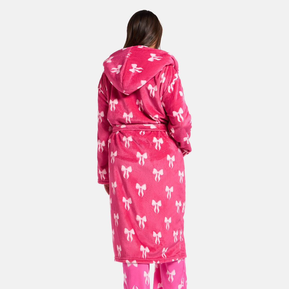 OHS Bow Print Dressing Gown, Adults - Hot Pink>