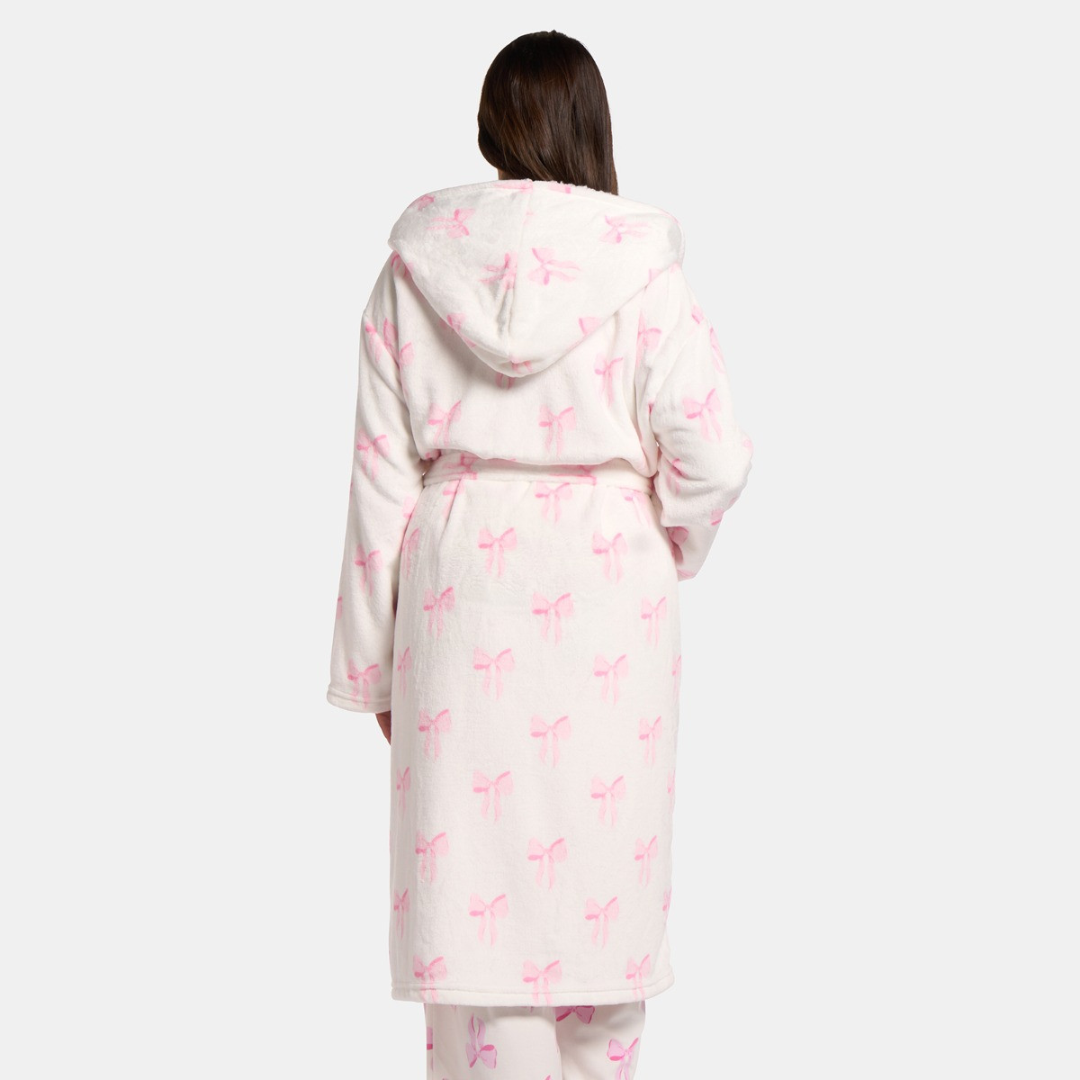 OHS Bow Print Dressing Gown, Adults - White>