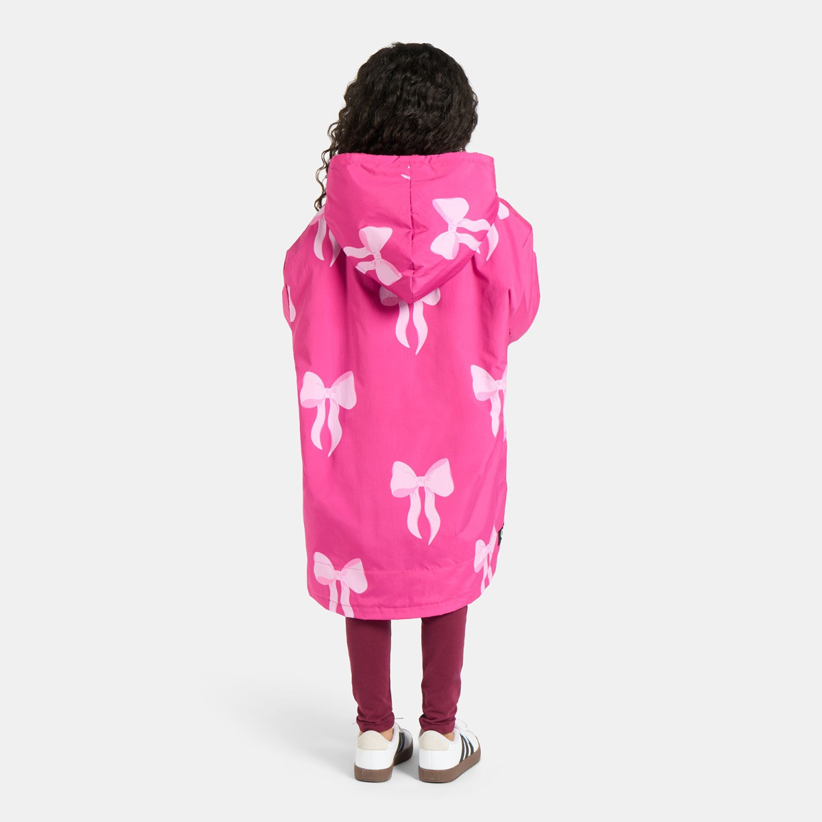 OHS Kids Water Resistant Bow Print Sherpa Drying Robe, Pink - Large/Extra Large>