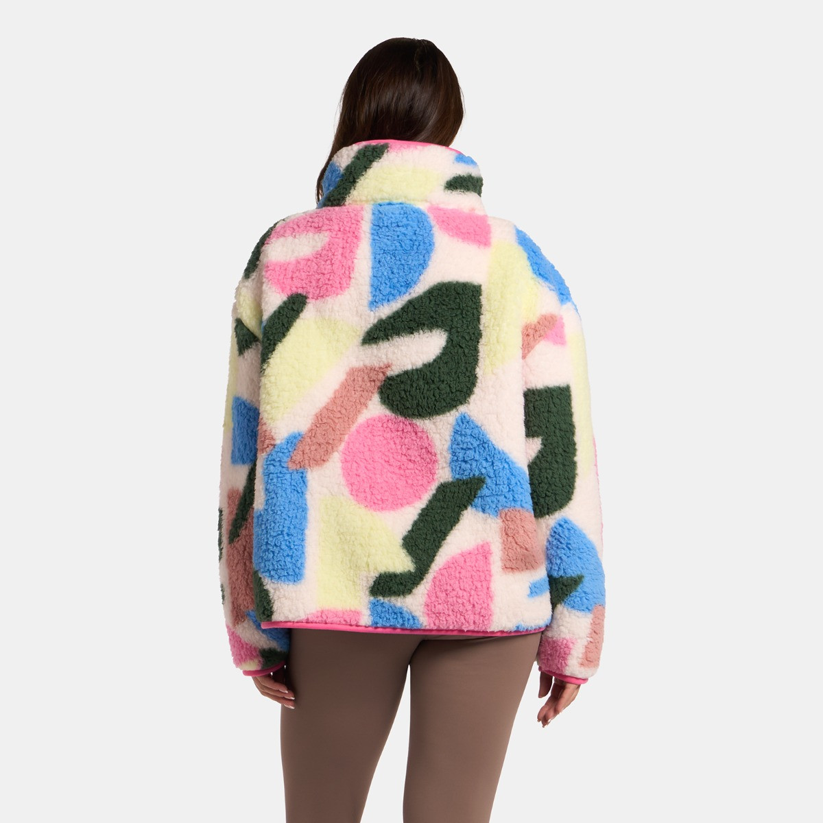 OHS Teddy Geometric Print Half Zip Fleece, Multi - Small/Medium>