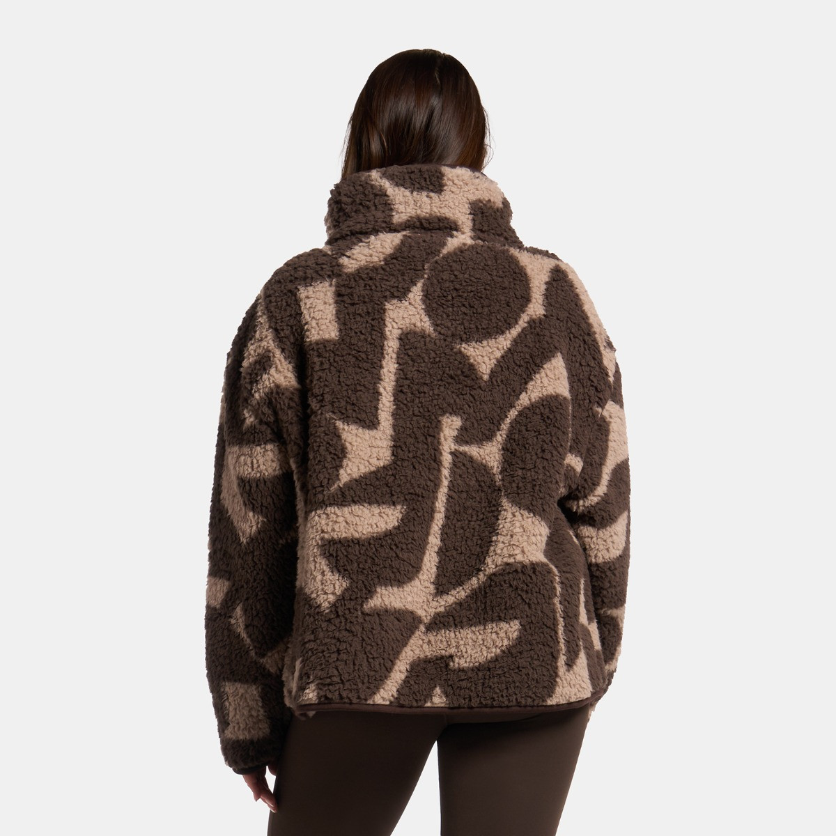 OHS Teddy Geometric Print Half Zip Fleece, Brown/Natural - Large/Extra Large>