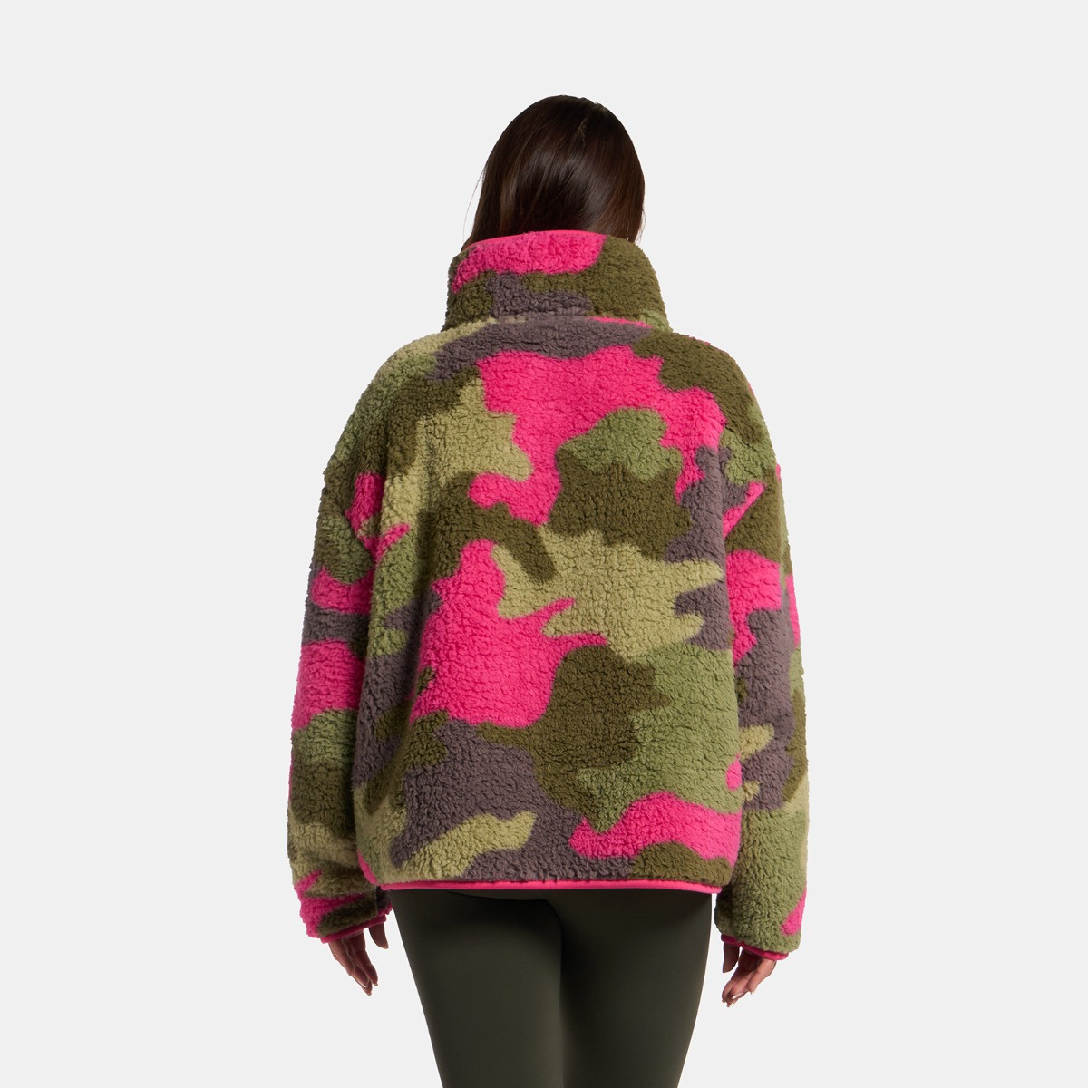OHS Teddy Camo Print Half Zip Fleece - Pink/Green>