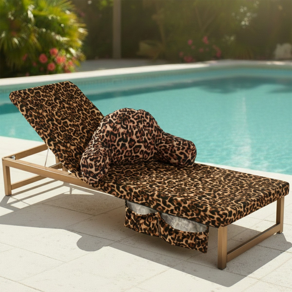 OHS Leopard Print Inflatable Cuddle Cushion - Natural>
