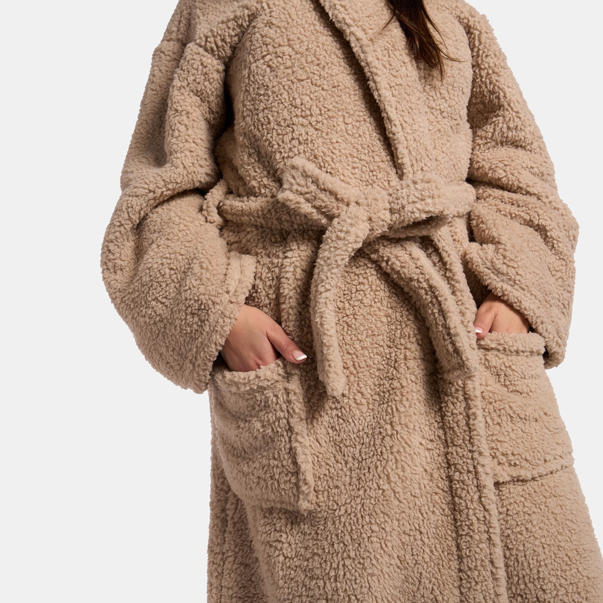 OHS Teddy Dressing Gown Floor Length, Adults - Natural>