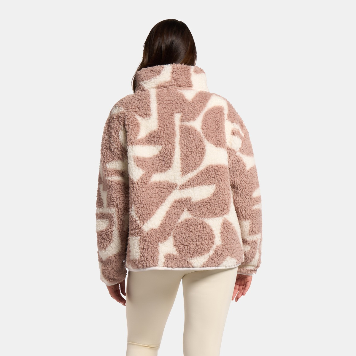 OHS Teddy Geometric Print Half Zip Fleece - Beige>