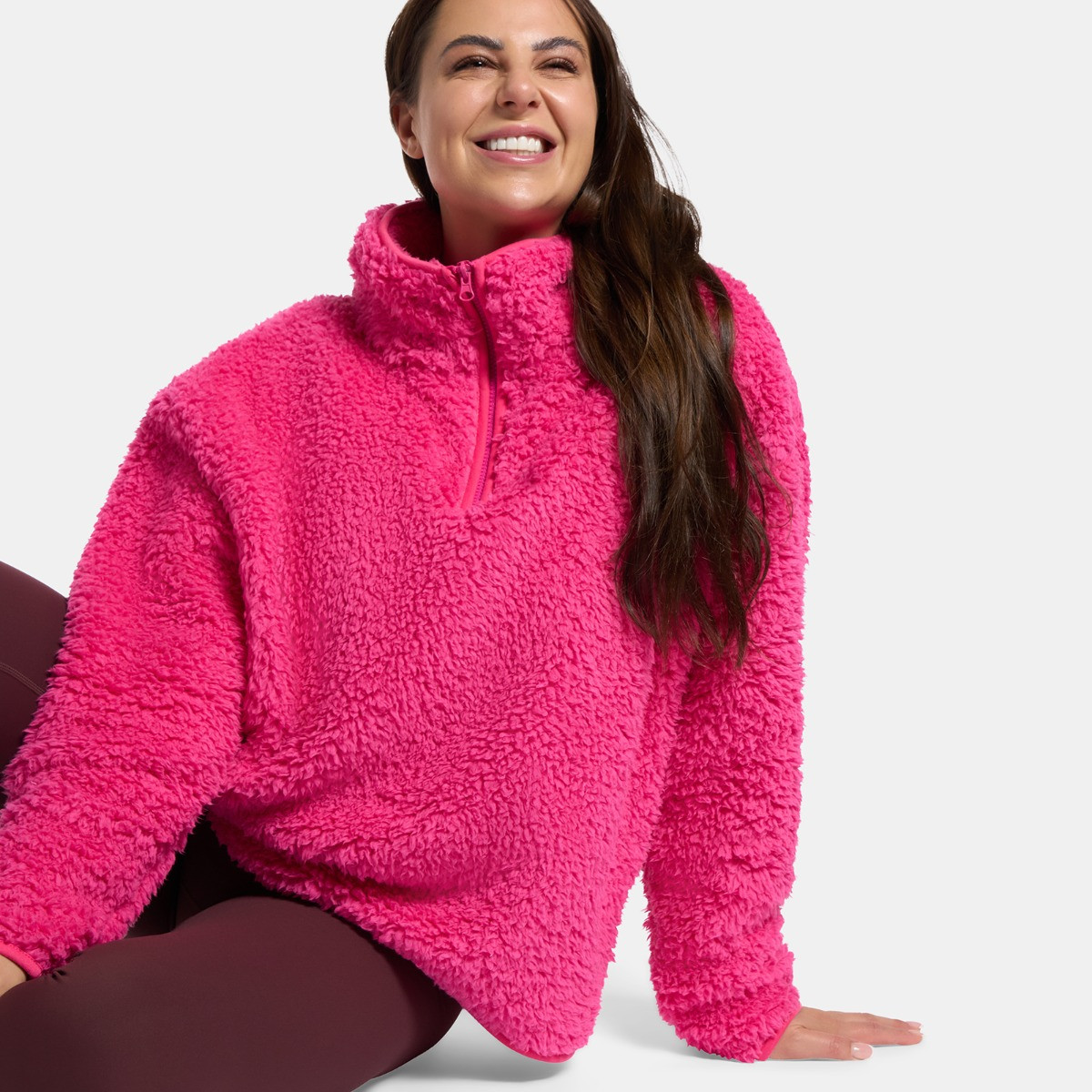 OHS Teddy Half Zip Fleece, Pink - Large/Extra Large>