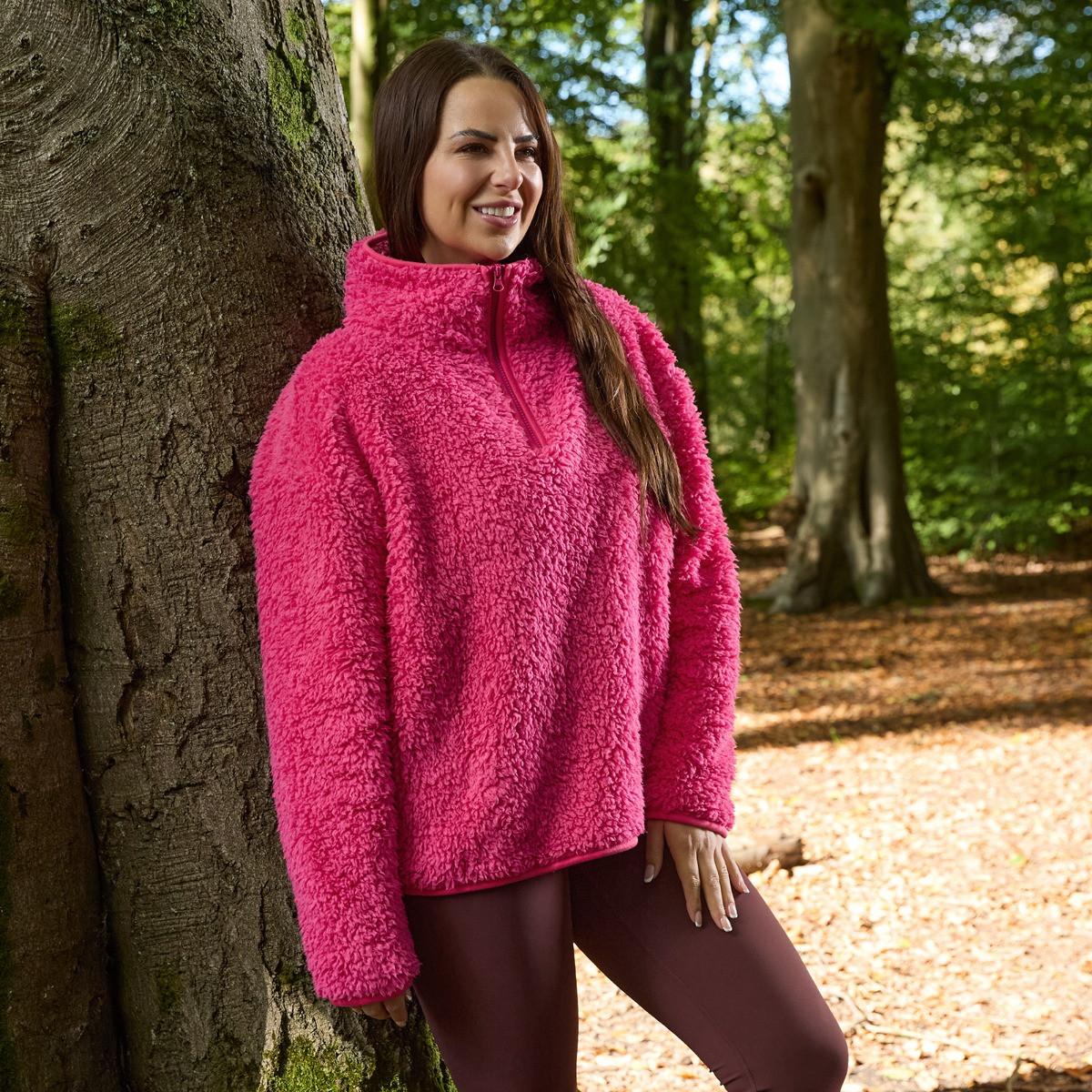 OHS Teddy Half Zip Fleece, Pink - Large/Extra Large>