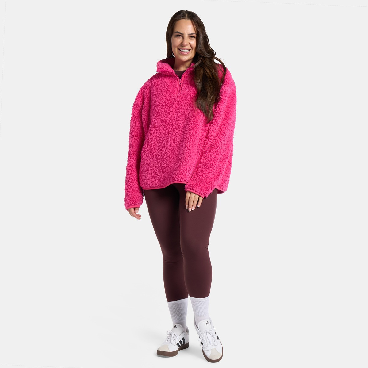 OHS Teddy Half Zip Fleece, Pink - Large/Extra Large>