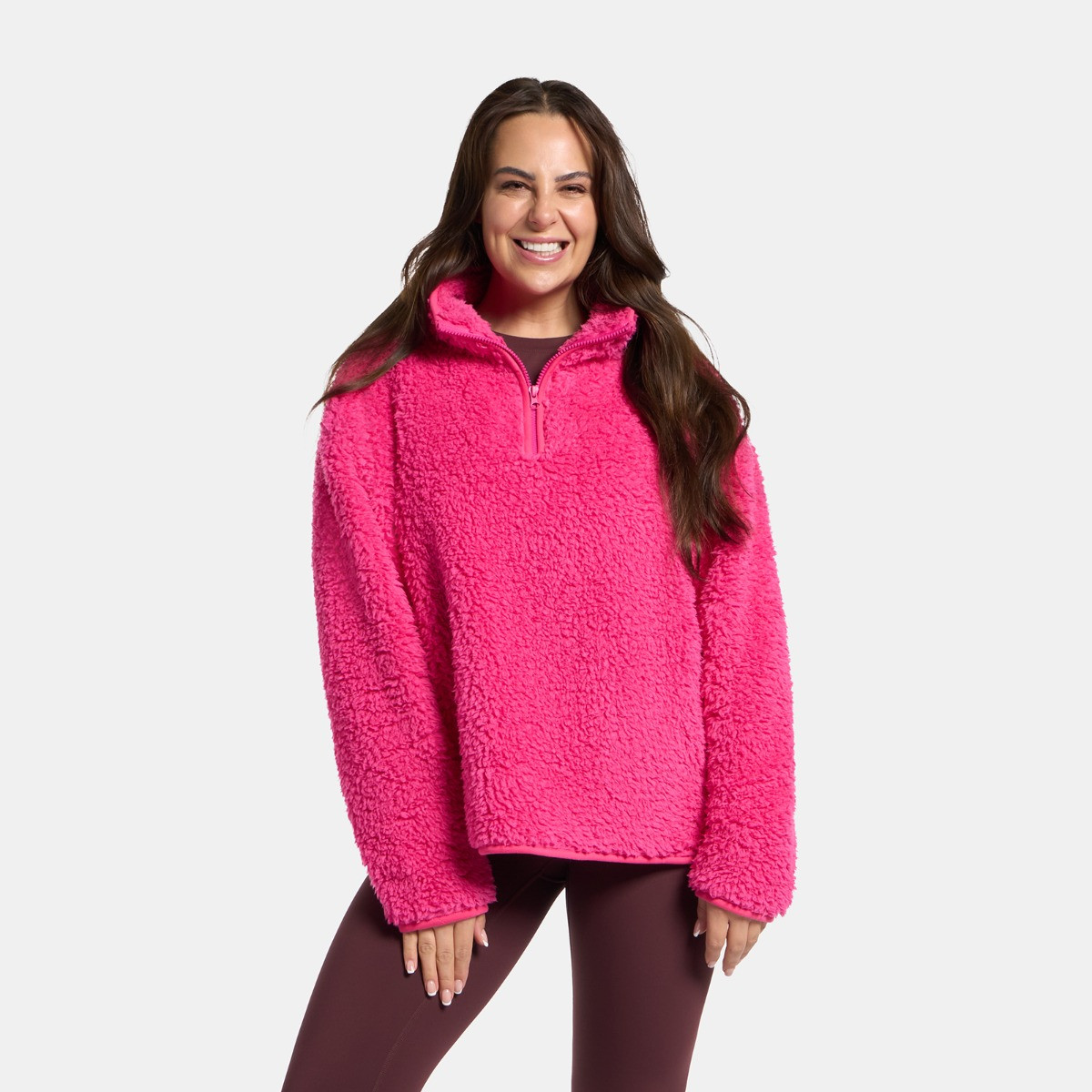 OHS Teddy Half Zip Fleece, Pink - Large/Extra Large>