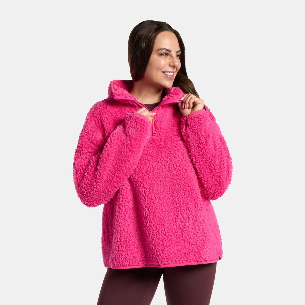 OHS Teddy Half Zip Fleece, Pink - Large/Extra Large>