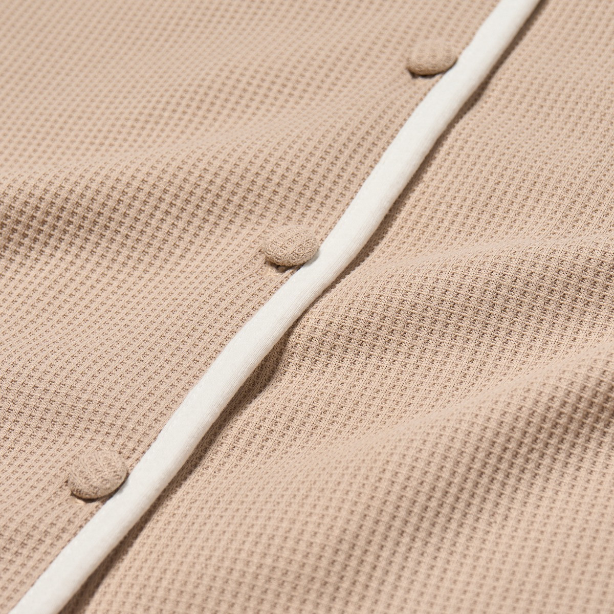 OHS Waffle Piped Pyjama Set - Natural>