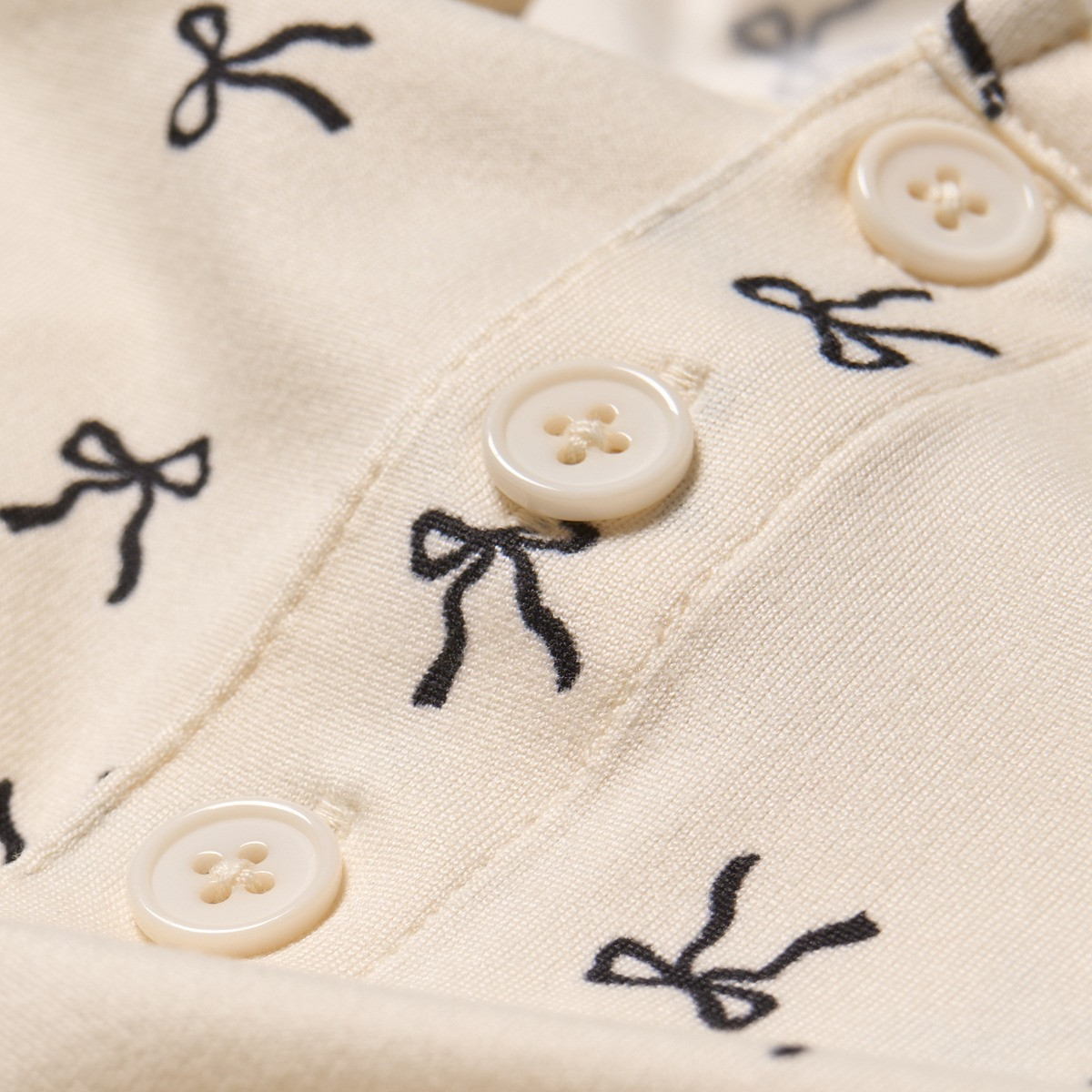 OHS Bow Print Lettuce Edge Pyjama Set - Monochrome>