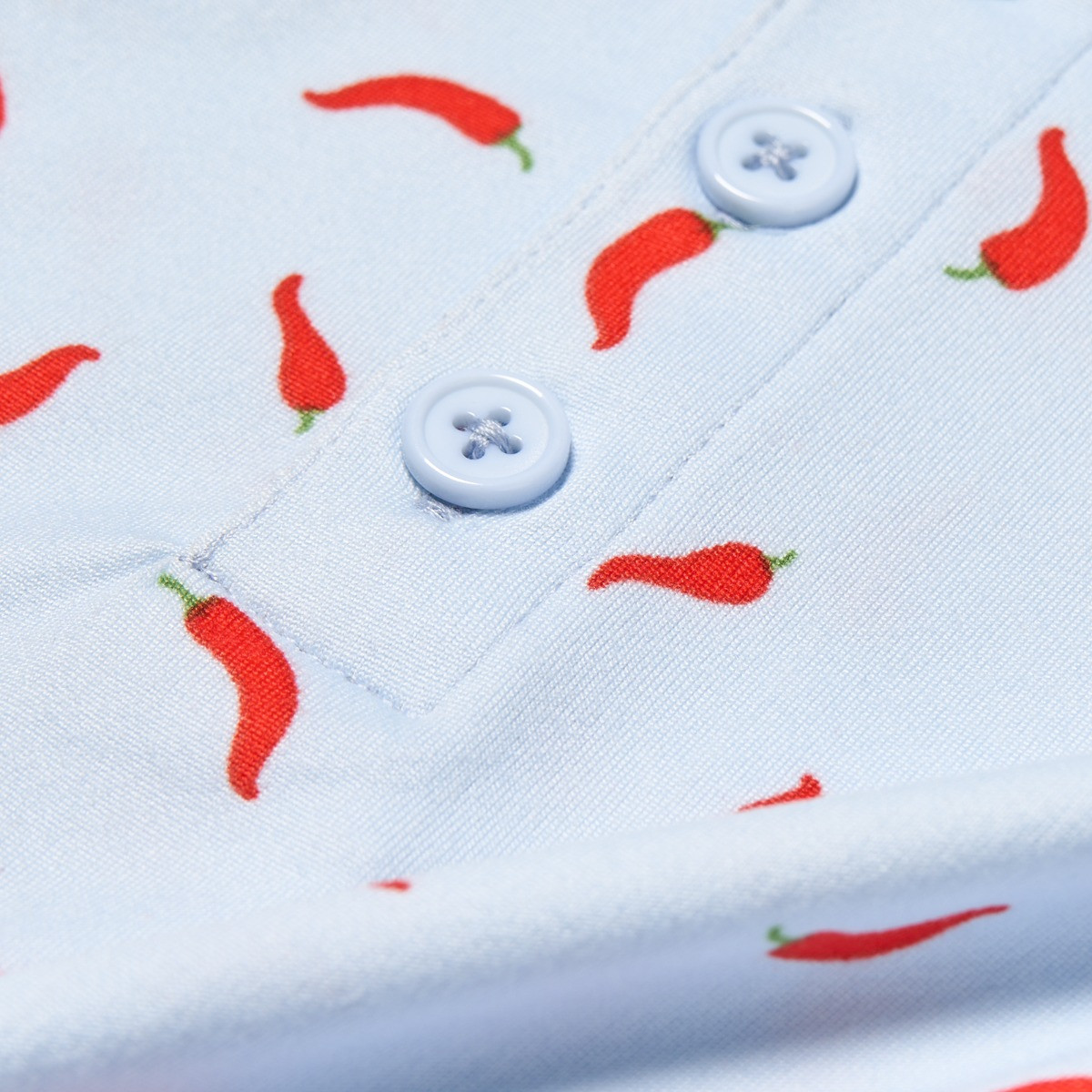 OHS Chilli Print Lettuce Edge Pyjama Set, Baby Blue - Large/Extra Large>