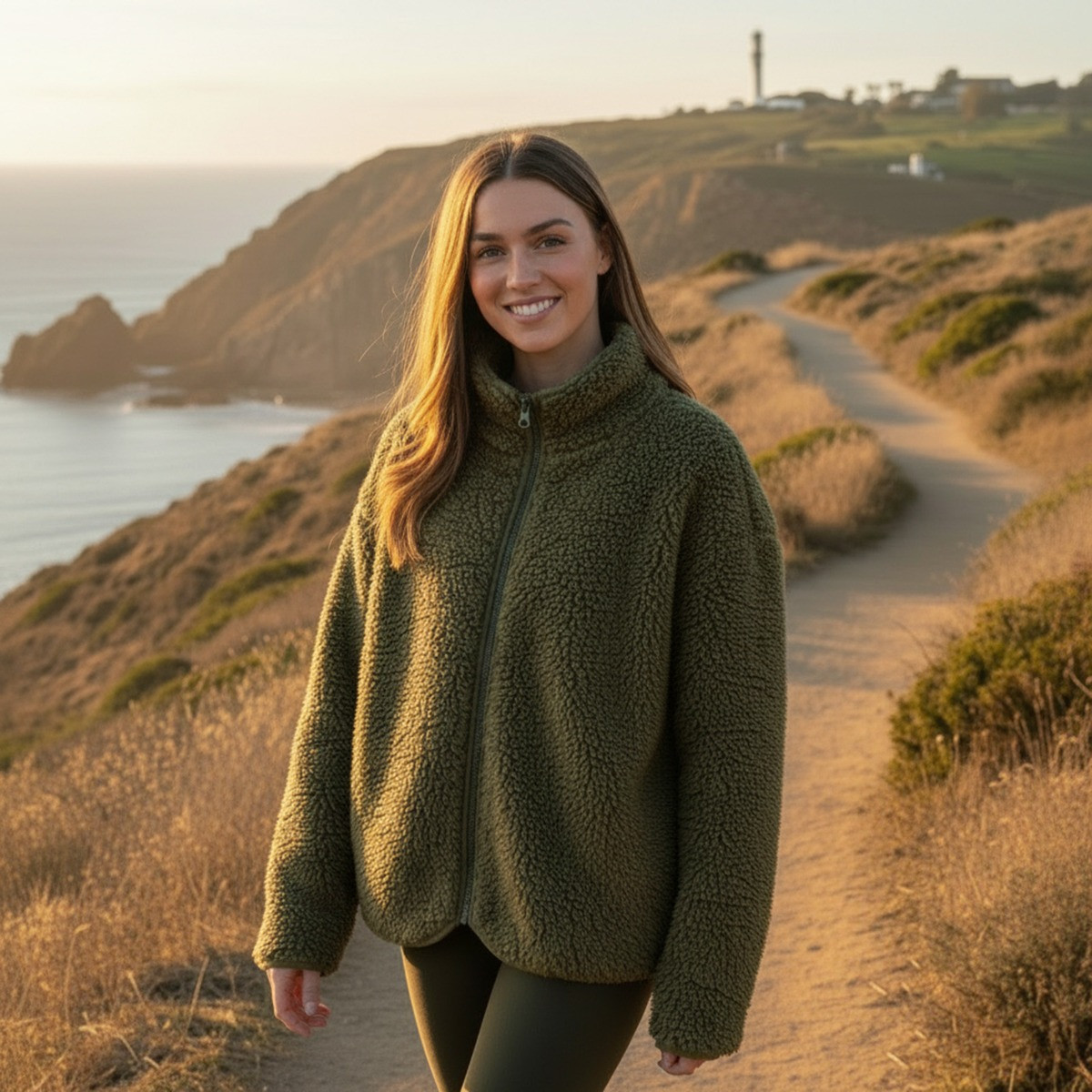 OHS Teddy Full Zip Fleece, Khaki - Small/Medium>