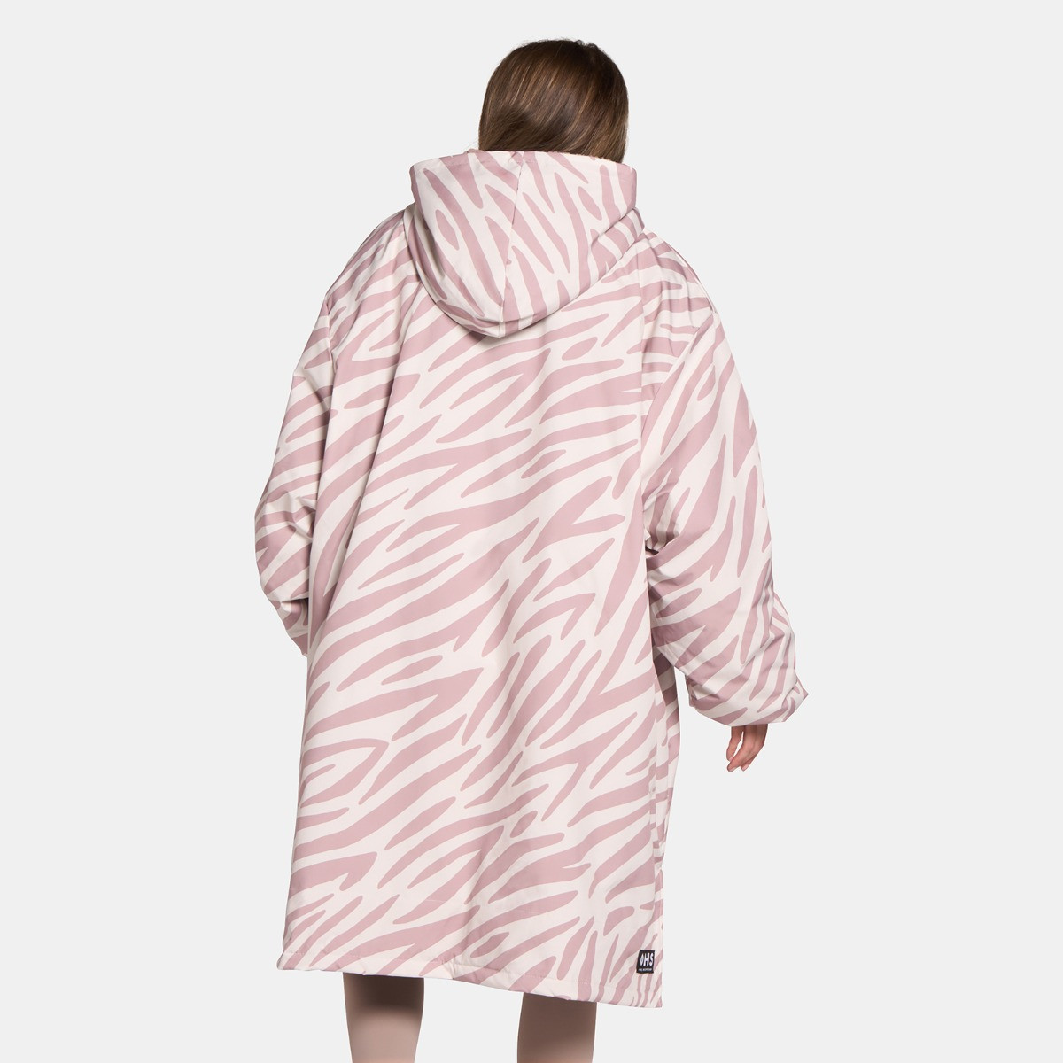 OHS Adults Water Resistant Zebra Print Sherpa Drying Robe - Beige>