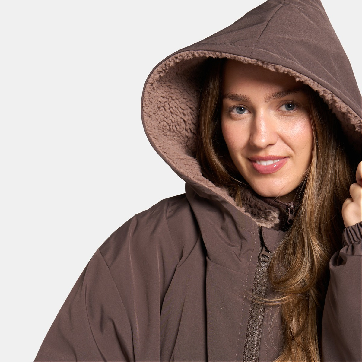 OHS Adults Water Resistant Sherpa Drying Robe, Brown - Small/Medium>