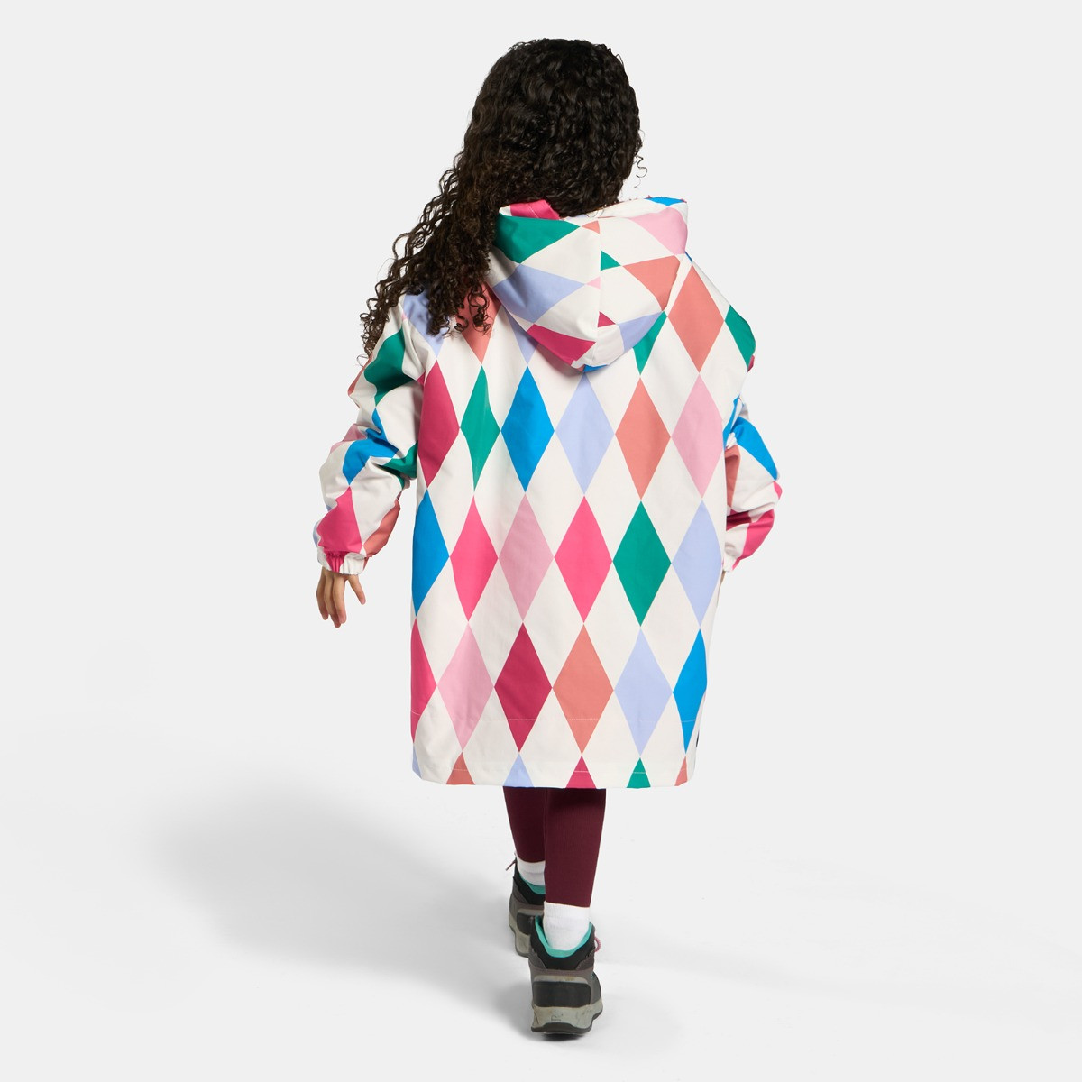 OHS Kids Water Resistant Harlequin Print Sherpa Drying Robe, Multi - large/Extra Large>