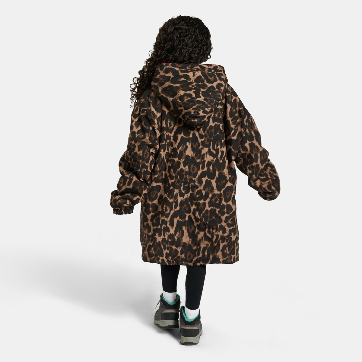 OHS Kids Water Resistant Leopard Print Sherpa Drying Robe - Natural/Pink>