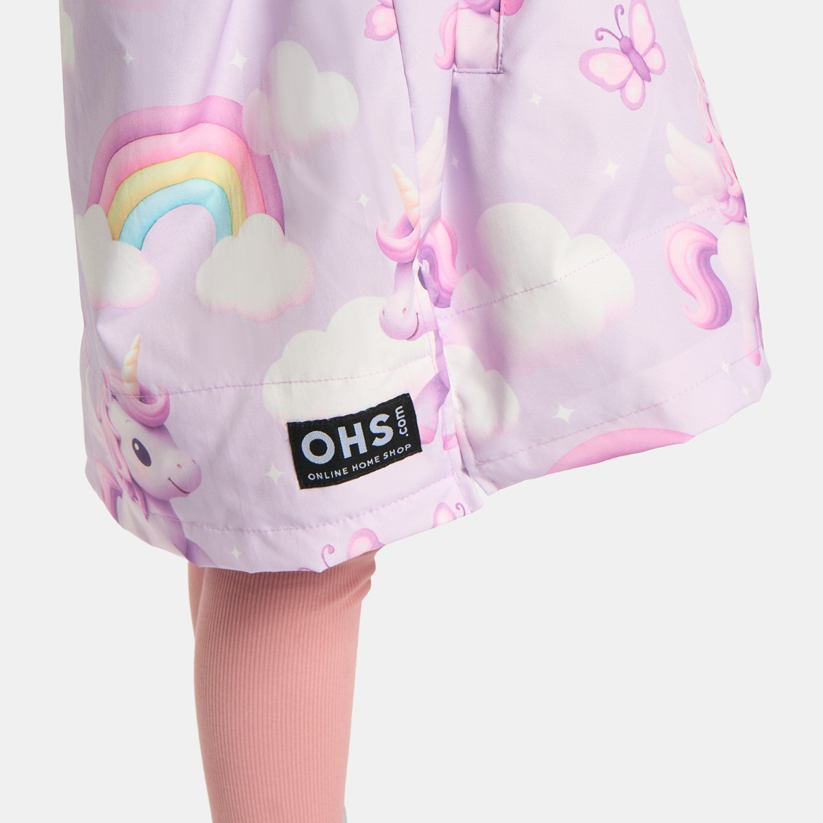 OHS Kids Water Resistant Unicorn Print Sherpa Drying Robe, Lilac - Large/Extra Large>