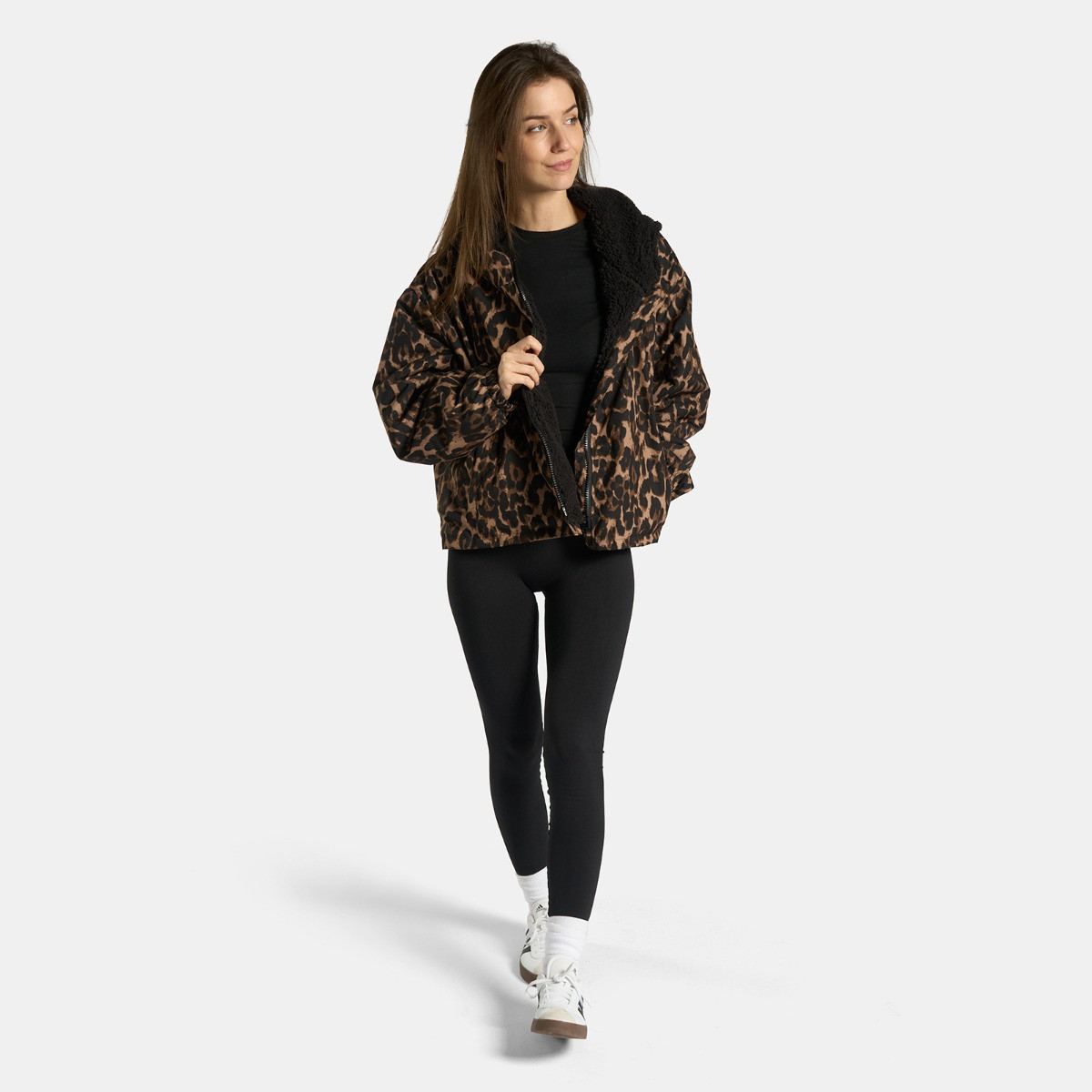 OHS Adults Water Resistant Leopard Print Sherpa Cropped Drying Robe - Natural>