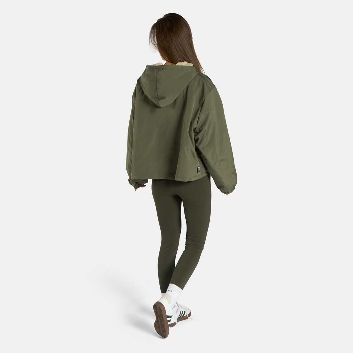 OHS Adults Water Resistant Sherpa Cropped Drying Robe - Khaki/Beige>