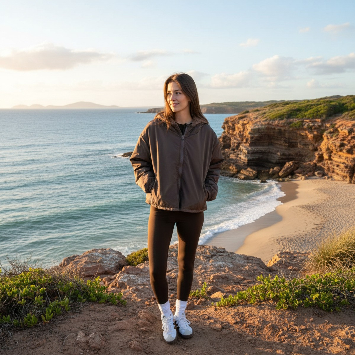 OHS Adults Water Resistant Sherpa Cropped Drying Robe - Brown>