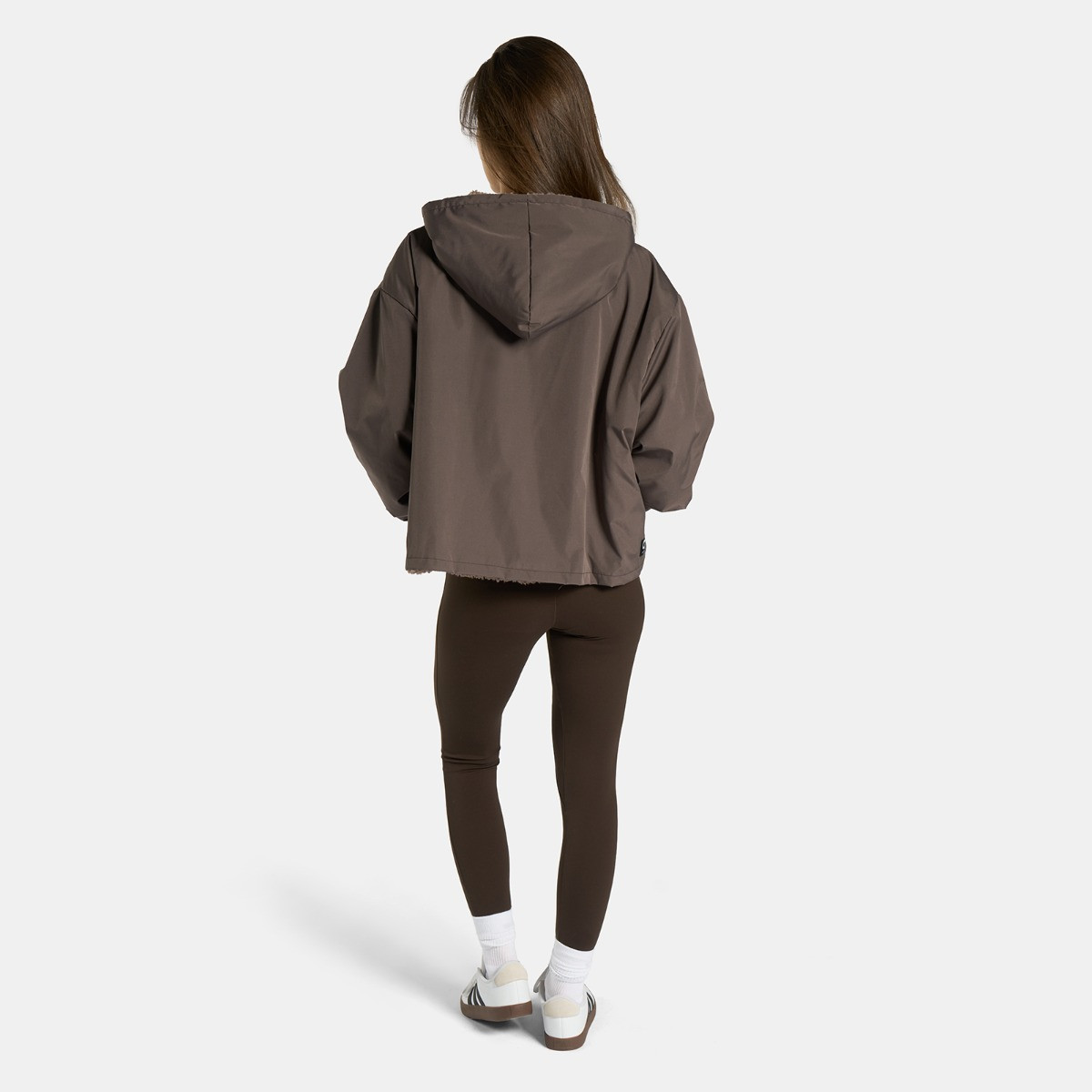 OHS Adults Water Resistant Sherpa Cropped Drying Robe - Brown>