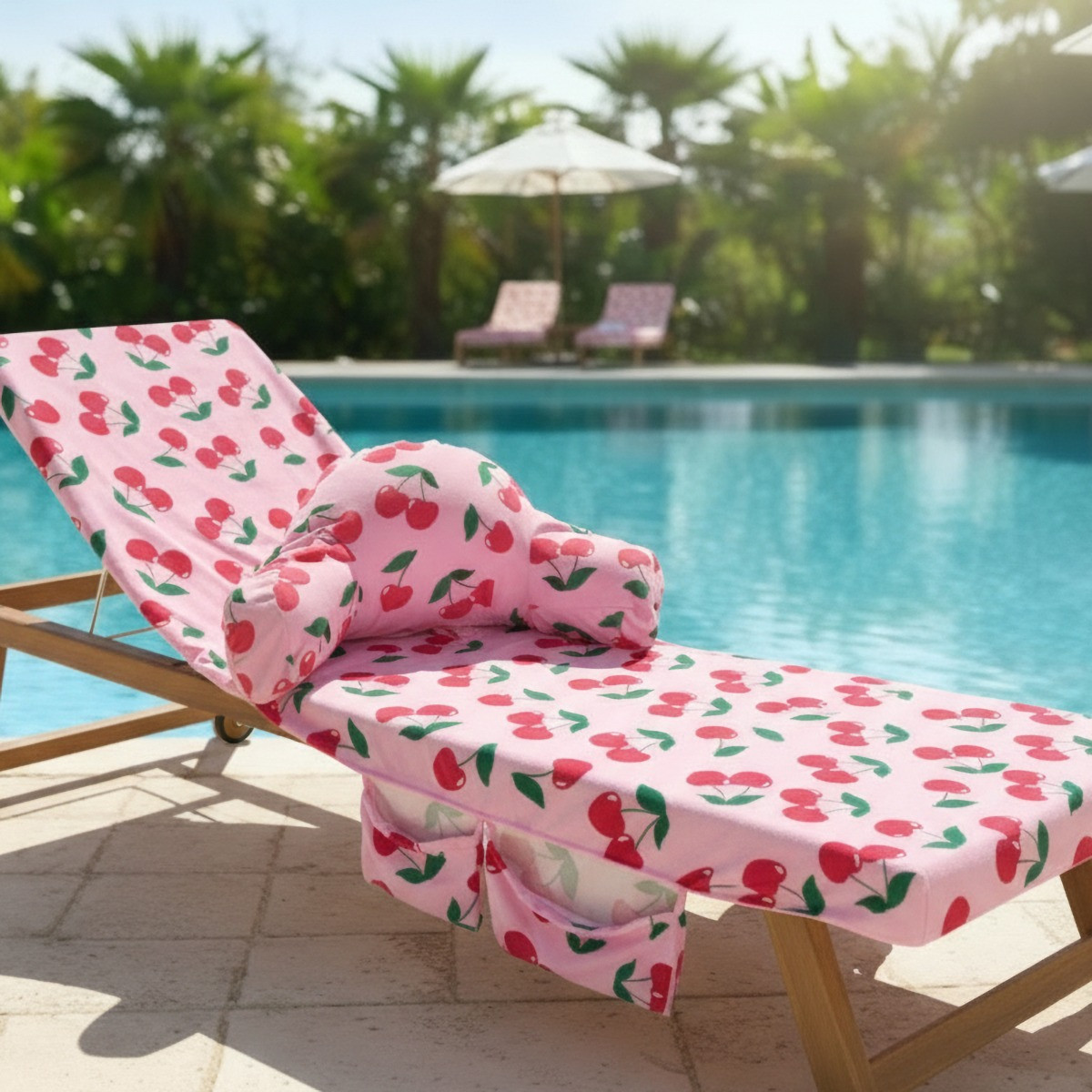 OHS Cherry Print Inflatable Cuddle Cushion - Pink>