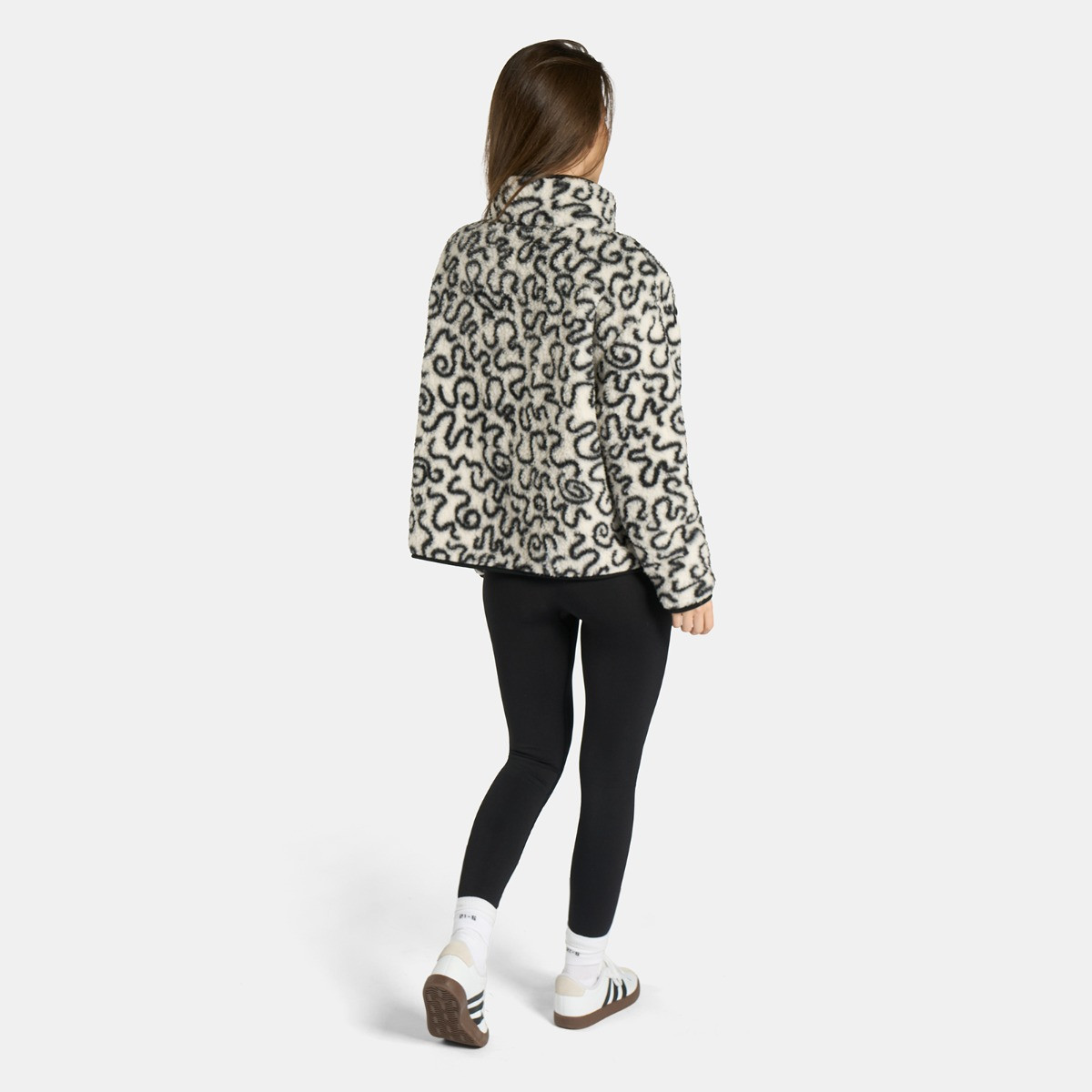 OHS Teddy Squiggle Print Half Zip Fleece, Monochrome - Large/Extra Large>