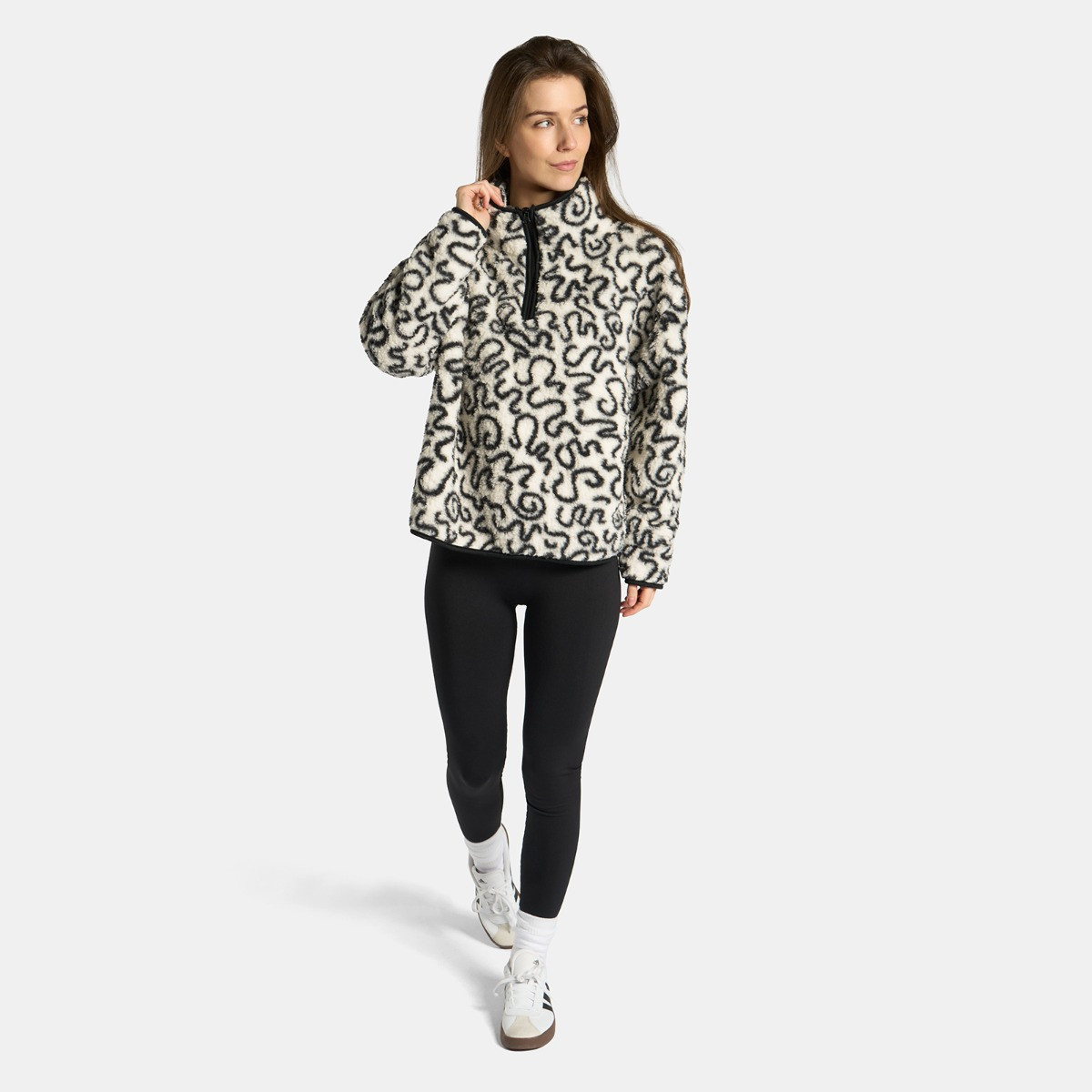 OHS Teddy Squiggle Print Half Zip Fleece - Monochrome>
